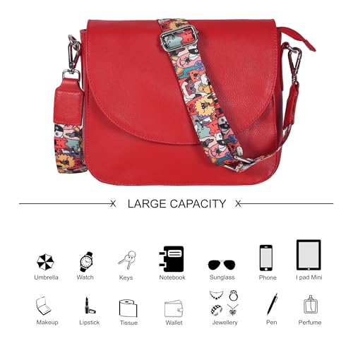 Image of Genuine Leather Shoulder Crossbody Purse For Women with Adjustable Strap, Mobile Pocket & Outside & Inside Zipper