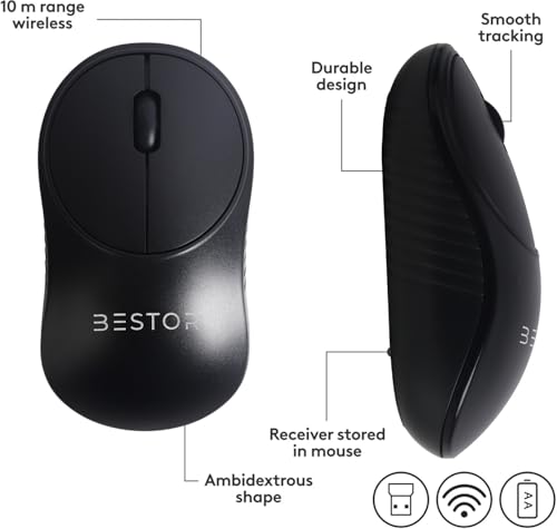 Image of BESTOR Glide 7 Wireless Mouse - 2.4GHz with USB Nano Receiver, 1000 DPI Optical Tracking, Lightweight Gaming Mouse for PC /Laptop