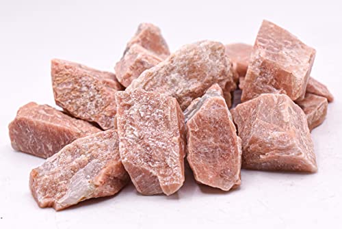 Image of HQRP Natural Peach Orange Moonstone Rough Stones Feldspar Crystal Mineral Gemstone Raw Specimens for Cabbing Fron India (5PCS)
