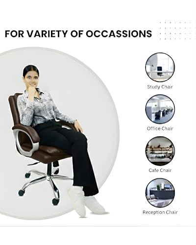 Image of activa Executive Revolving Office Chair | Ergonomic Computer Desk Chair with Cushioned Seat| Heavy Duty Steel Base, Adjustable Height & 360 Swivel Wheel| Study /Home /Offcie Visitor Chair (Star,Coffee)