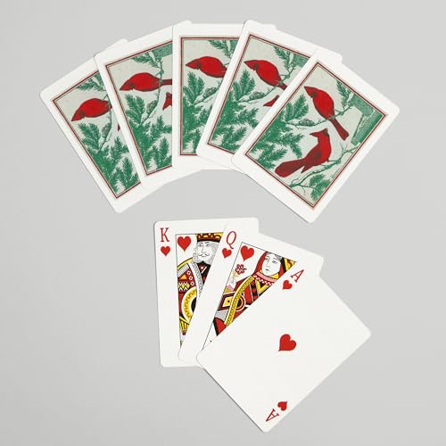 Baraja de 52 cartas tamaño póker dos pájaros cardenales miniatura 7