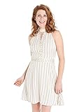 Hoher Ausschnitt BB Dakota Damen Charlize Lace Up Striped Dress Legeres Abendkleid, Mushroom, 38