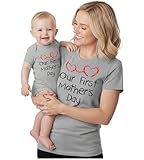 Tstars Our First Mother's Day Mom and Baby Matching Shirts - Mommy and Me Outfit Gift for New Moms and Infant