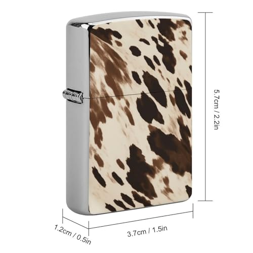 Étui à briquet imprimé vache en métal robuste anti-choc