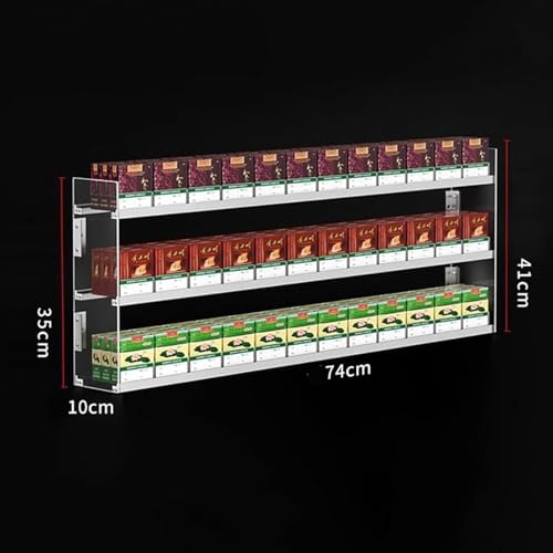 Exhibidor de cigarrillos de pared en acrílico transparente con 2 a 6 niveles 3