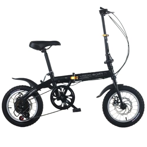 JoFist折りたたみ変速自転車 コンパクト ディスクブレーキ搭載 95%組み立て 14/16/20 インチ小輪タイプ 耐荷重200kg、 折り畳み自転車 軽量 (14インチディスクブレーキシングルスピード,ブラック)