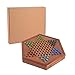 JuneJour - Juego de dama china de madera, juego de estrategia clásica para todas las edades, damas chinas de cristal, juego de puzle clásico (marrón, 34 cm con cassete)