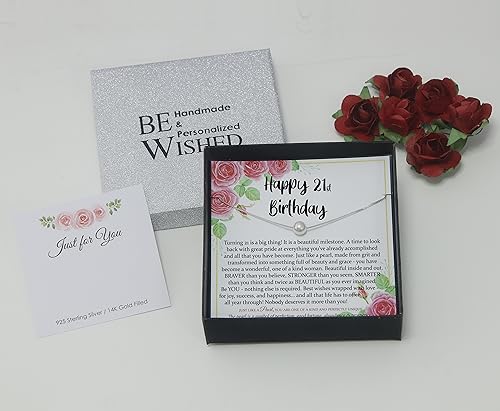 Be Wished 21st Birthday Gifts for Women with Meaningful Message and Jewelry (Silver White Pearl)2