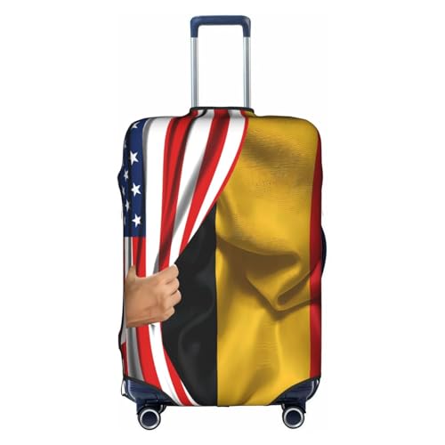 Travel Luggage Cover America Flag And Belgium Flag Fashion Washable Baggage Suitcase Protector Fit For Luggage X-Large