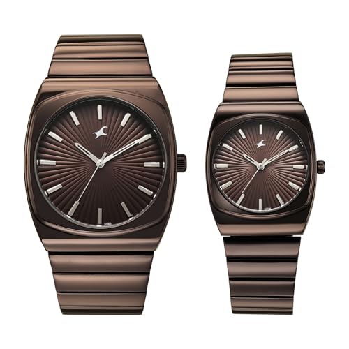 Image of Fastrack Mixmatched 5.0 Quartz Analog with Brown Dial Brown Stainless Steel Strap Watch for Couple - 3819268060QM03