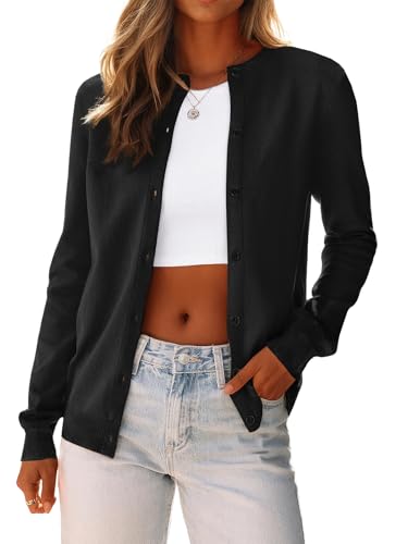 Women's 2025 Long Sleeve Lightweight Crewneck Casual Cardigan Sweater S-3XL3