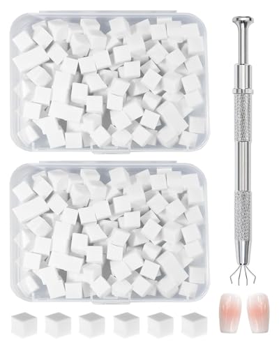 FUGLUS 200 Pezzi Spugna per Nail Art, Strumenti per il Rendering Delle Unghie con Pinza Metallica, Pennello per Baby Boomer, Usato per Creare una Varietà di Modelli di Nail Art Sfumati