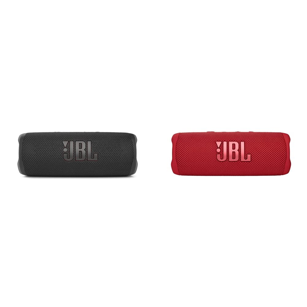 JBL Flip 6 Portable Bluetooth Speaker Bundle - Red and Black IPX7 Waterproof 12 Hours Playtime