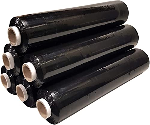 Straame Heavy Duty Strong Pallet Wrap Cling Film Packaging for Industrial House Moving Packing Furniture Wrapping Storage - Tear Resistant - Water & Moisture Proof 400mm x 250m (Black 6 Rolls)