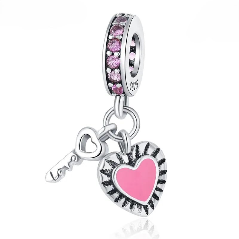 Charm de llave de amor Lorram para pulseras de plata S925 que celebra momentos especiales