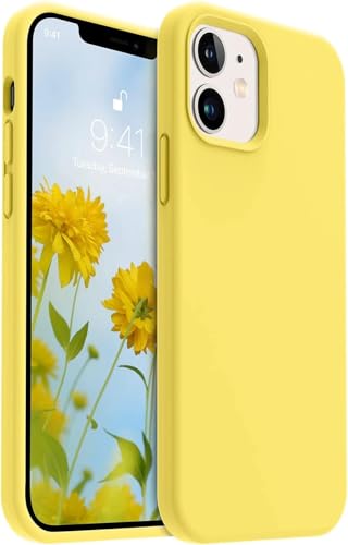 Image of Premium Liquid Silicone Case for iPhone 12 & 12 Pro - Slim Full Body Protective Back Cover with Soft Microfiber Lining, Anti-Slip Grip Scratch Resistant Phone Case(Yellow)