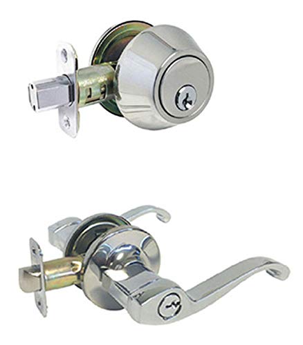 Furniture Entry Entrance Polished Chrome keyed Door Handle Lever Single Cylinder Deadbolt - The Best
