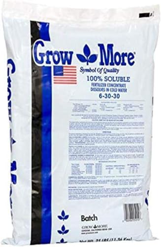 Grow More 100% Soluble Fertilizer Concentrate - 25lbs of 6-30-30 High Phosphorus and Potassium Fertilizer - Low Nitrogen Root and Bloom Food for Flowering Plants