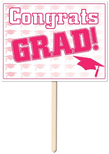Panneau de jardin rose Congrats Grad Beistle 54906-P pour fêter un diplôme en lot de 6
