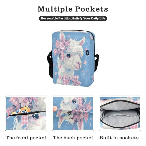 Peach Blue Cute Alpaca messenger bag for women crossbody Crossbody Bags For Women Small Croos Body Purses Adjustable Strap for outdoor sports Casual2