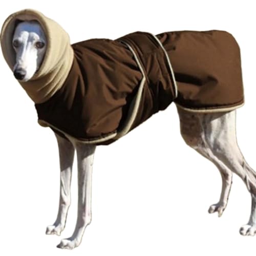 IMOSEI Hundemantel, Warme Winterjacke for Whippet und Windhund, Dicker Mantel, Haustierkleidung, Lingtons, Italienischer Windhund, Fleece-Kleidung, mittelgroße und große Hundekleidung (Color : Coffee
