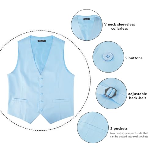 Image of Alizeal Mens Classic Solid Suit Vest Regular Fit Tuxedo Waistcoat
