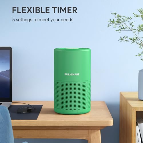 Image of FULMINARE Air Purifiers for Home Bedroom H13 HEPA Air Filter | 360 Intake for Pet Hair, Smoke, Odors , 3 Speeds, Timer, 24dB, Small Mini Air Purifier with Night Light, Mint Green
