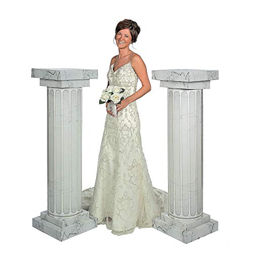Fun Express Cardboard Marble-Look Fluted Pillars 4.5' Tall - Large Photo Prop, Not Load Bearing - Wedding, Prom, Formal Dances - 3D Stand Ups - VBS Vacation Bible School Supplies/Decor - 2 Pieces