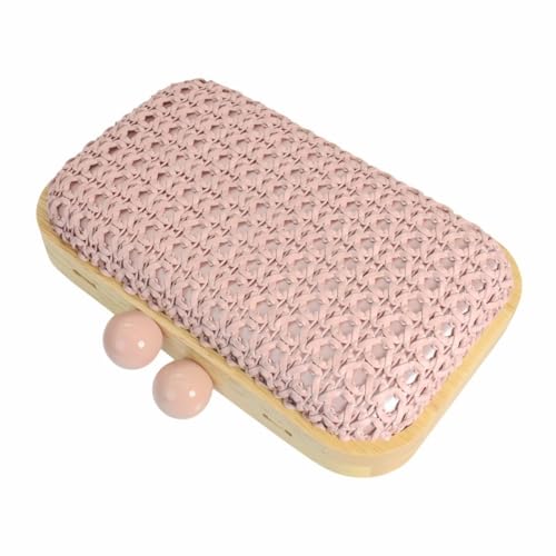 Image of Women Straw Clutch Purse Handwoven Summer Evening Bag Beach Straw Handbag Wedding Party Clutch Bag Wicker Purse