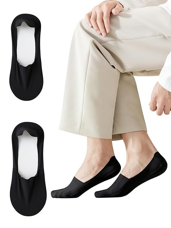 Men's Low Cut Nylon No Show Invisible Socks Stretchable Socks Shoe Liners Non-Slipping Grip Socks For Flats Boat Shoes (Free Size)-image-29