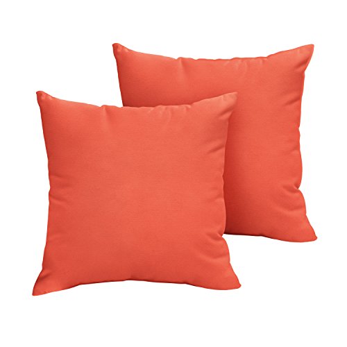 Sorra Home x Sunbrella - Indoor/Outdoor Square Pillows (Set of 2), Canvas Melon Coral