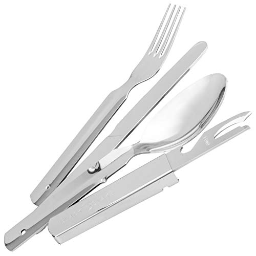 Black Snake® Lot de 4 couverts BW en acier inoxydable avec couteau, cuillère, fourchette, ouvre-boîte Cover