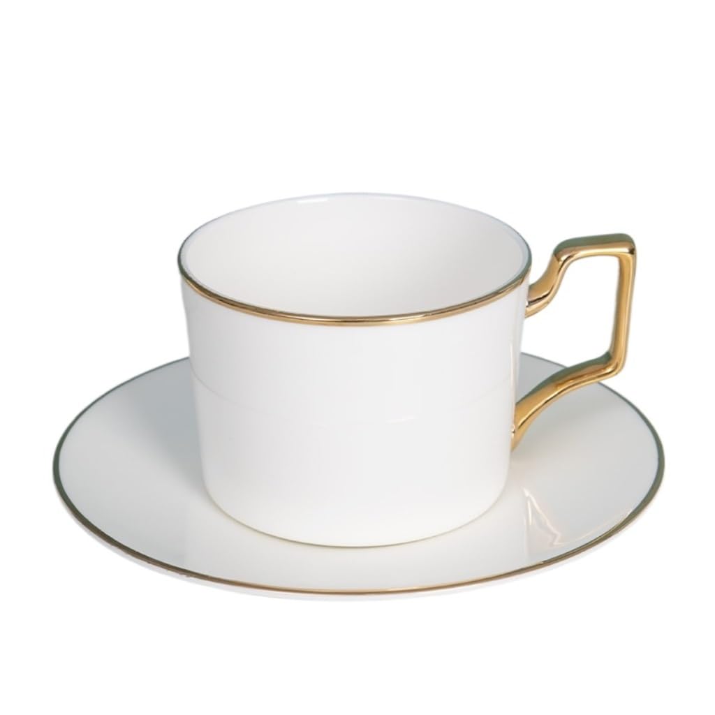 Filiżanka do kawy z porcelany kostnej ze złotym rantem, zestaw ceramicznych filiżanek i spodków o wysokiej wartości, filiżanka do popołudniowej herbaty (A: 210 ml)(B:210ml)