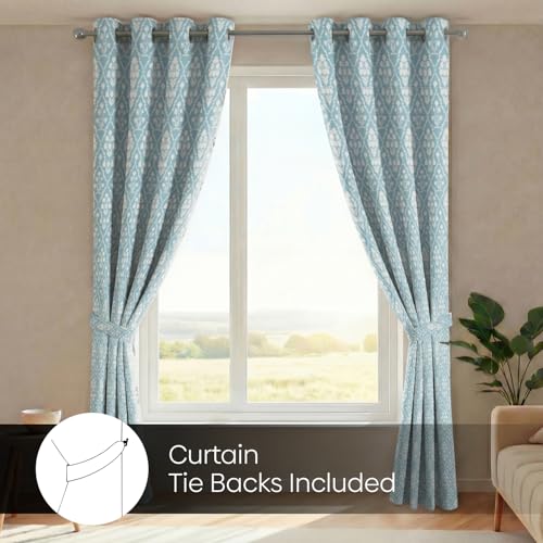 Image of haus & kinder Digital Printed Cotton Door Curtains 7 Feet Long Pack of 2 Door Curtains, 7 Feet Curtains for Door (Heritage Hues, Teal 130x213 CM)