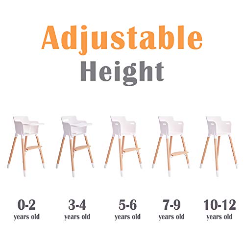 Baby High Chair, Wooden High Chair With Removable Tray And Adjustable Legs For Baby/Infants/Toddlers #TOP2
