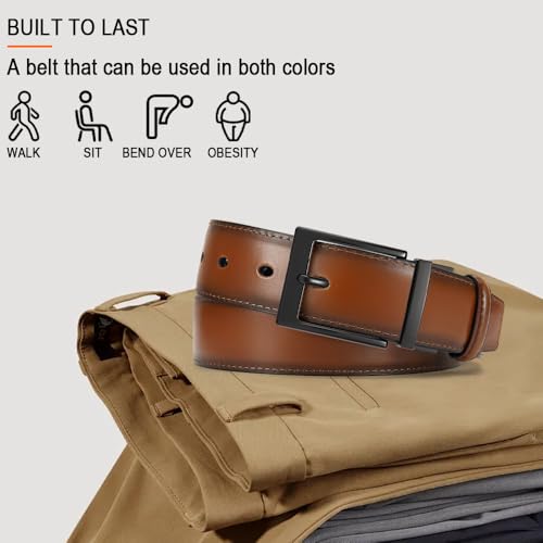 Image of DOOPAI Reversible Leather Belt for Men 1.25 inch - Dual Sided Dress and Casual Belt, Trim to Fit, 2 Styles in One Belt