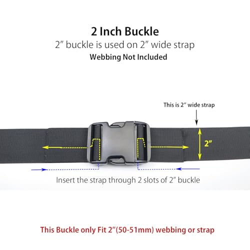 Baitoo Side Release Buckles,Heavy Duty Dual Adjustable Plastic Buckle Snaps Clips 2 Inch Backpack Belt Buckle Replacement 2 Packs by Baitoo - Used condition - Image 5