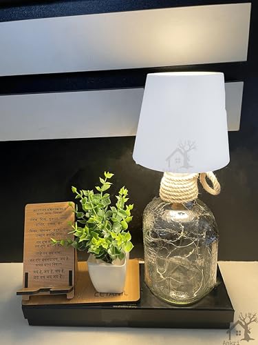 Image of ANKRI Wireless Bottle Lamp LED 3 Colour Light Battery Desk Dimming Night Light Indoor Portable for Cafe Restaurant Home Living Room | 15 cm | White | Long Lasting Battery