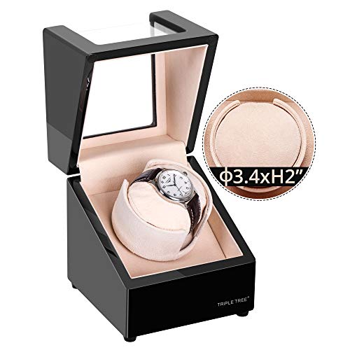 Image of TRIPLE TREE Single Watch Winder for Automatic Watches, with Super Quiet Japanese Motor, 4 Rotation Mode Setting, Flexible Plush Pillow Fit Lady and Man Watches
