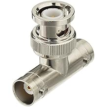 Eightwood BNC Tee Adapter 2-Pack, BNC Male to Dual Female Connector 3 Way Video Splitter for CCTV Security Cameras