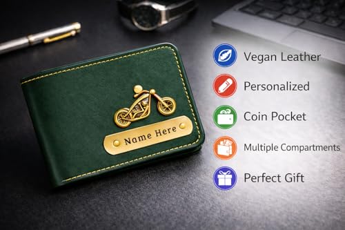 Image of SCPmarts Premium Personalized Wallet for Men with Name & Charm - Stylish Personalized Wallet with Multiple Card Slots & Durable Finish - Ideal Gift for Birthday, Anniversary (Green)