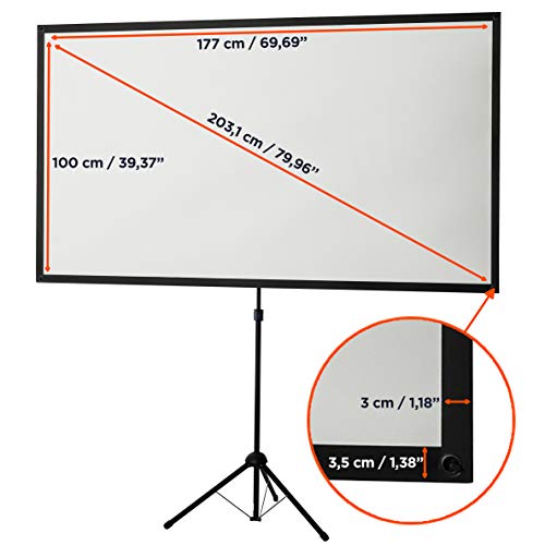 celexon 80inch Projector-Screen with Stand, Indoor Outdoor Portable Projection-Screen for Home Theater, 4K HD 16:9 Projection-Screen Wrinkle-Free Design
