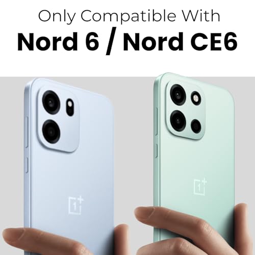 Image of RIGGEAR Shockproof Sleek Hybrid Armor Magnetic Back Cover Case Compatible with MagSafe Accessories for OnePlus Nord 6 5G / Nord CE 6 5G (Clear PC + Black TPU Bumper)