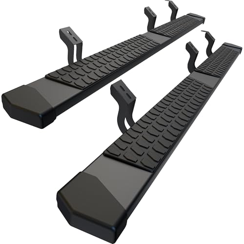 AutoBull 6 Inches Running Boards Side Steps Compatible with 2007-2021 Toyota Tundra Crewmax Cab 4 Full Size Doors Black Textured Aluminum Nerf Bars