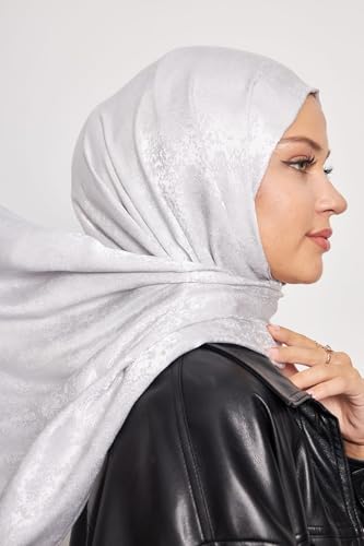 Hijab Scarf for Women – Long & Soft Hijab, Shawl, Head Scarf, Gi Shine Jacquard Shawl – 29.5" x 72.8"4