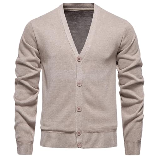 Men Slim Fit Knit Sweatercoat Solid Cardigan Warm Casual V-Neck Sweater Fall Winter