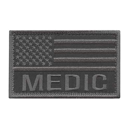 Subdued USA American Flag Medic EMS 2x3.25 Paramedic MED Combat Morale Tactical Fastener Patch