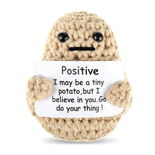 ZZLBZN Mini Funny Potato Doll Knitting Wool Positive Gifts with Affirmation Cards for Birthday Encouragement