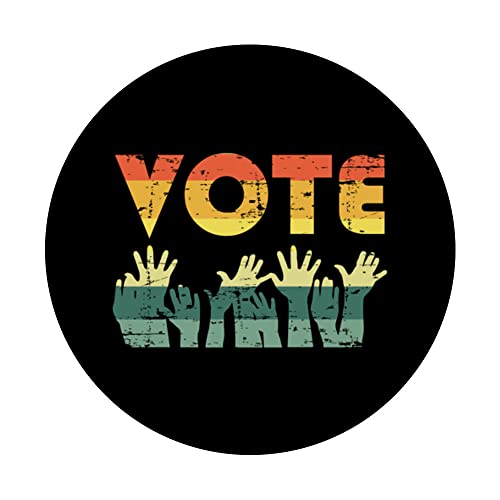VOTE Election Campaign Raising Hands Vintage Retro Voter PopSockets Swappable PopGrip, Black - Image 3