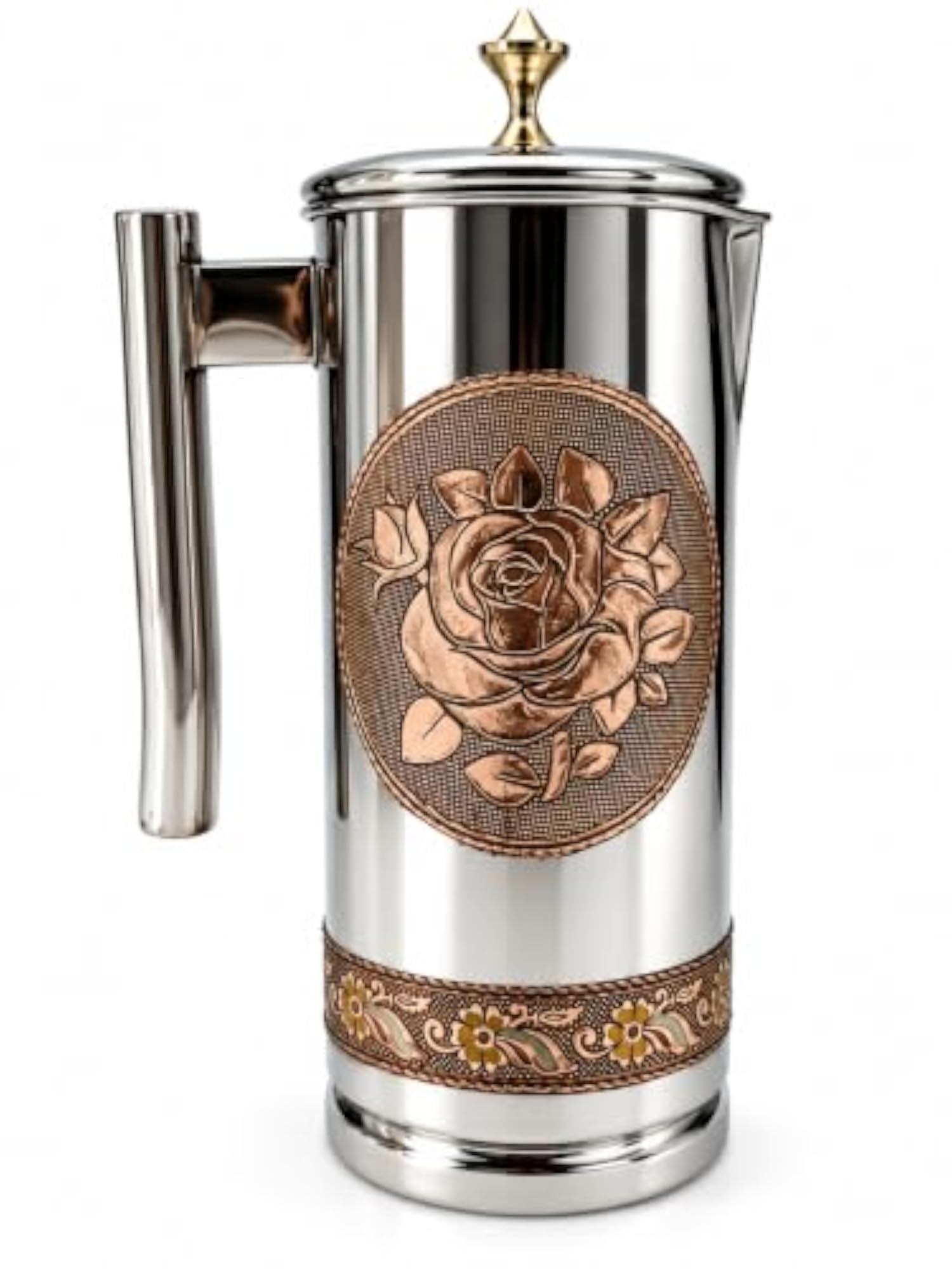 Premium Stainless Steel Decorative Serving Jug with Lid